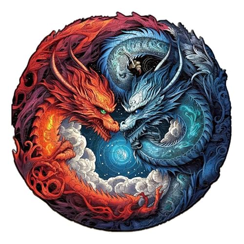 PRSTENLY Holzpuzzle Erwachsene, Yin-Yang-Drache Holzpuzzle für Erwachsene, Holz Puzzle Erwachsen, Unregelmäßige Einzigartige Tierform Holzpuzzle Für Erwachsene Kinder Geschenk-28.9 * 27.7cm 200 Teile von PRSTENLY