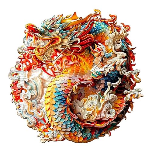 PRSTENLY Holzpuzzle Erwachsene 3D Chinesischer Drache-1, 200 Stücke Holzpuzzle Tierpuzzle Einzigartige Holzpuzzle für Erwachsene Familie Herausforderung mit Hölzerner Geschenkbox 29 * 28.7cm von PRSTENLY