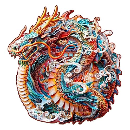 PRSTENLY Holzpuzzle Erwachsene 3D Chinesischer Drache-2, 280 Stücke Holzpuzzle Tierpuzzle Einzigartige Holzpuzzle für Erwachsene Familie Herausforderung mit Hölzerner Geschenkbox 34 * 32.6cm von PRSTENLY