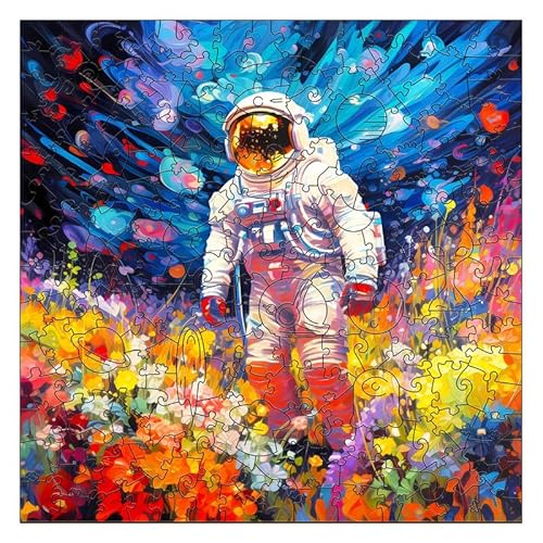 PRSTENLY Holzpuzzle für Erwachsene, Astronautengang-2 Einzigartige Holzpuzzle für Erwachsene, Holzpuzzle für Weihnachten mit Hölzerner Geschenkbox 300 Stücke 32 * 32cm von PRSTENLY