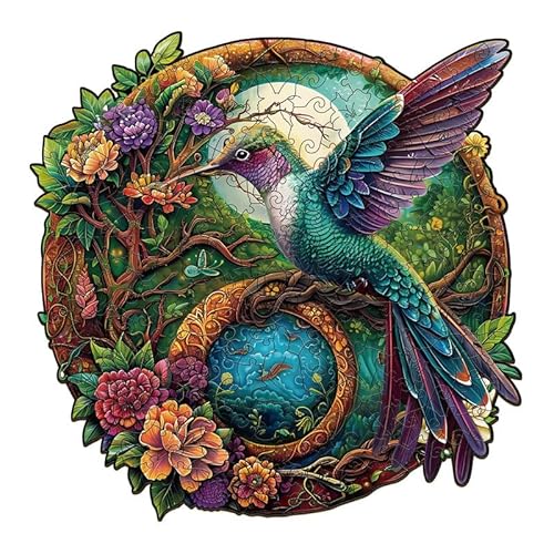 PRSTENLY Holzpuzzle für Erwachsene, Yin Yang Kolibri-2 Tiere Einzigartige Holzpuzzle für Erwachsene Weihnachten mit Hölzerner Geschenkbox Heimdekoration Puzzle Herausforderung 300 Stücke 34 * 33.7cm von PRSTENLY