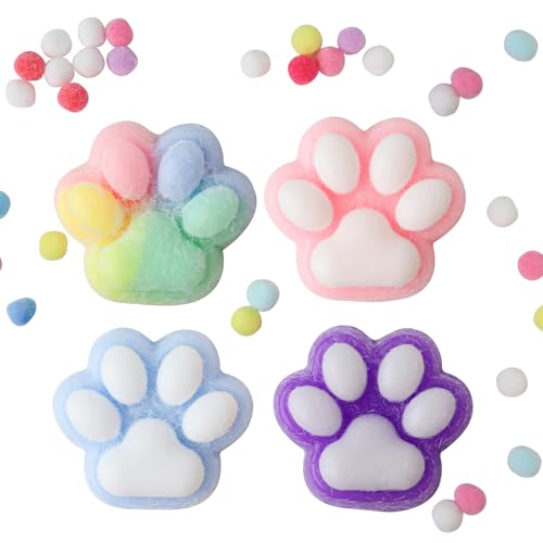 4 Stück Taba Squishy Cat, Squishy Toy Squishy Cat Paw, Fufu Squishy für Stressabbau, Squeeze Toy Squishy Pfote, Süße Weiche Katzenpfoten, Squeeze Spielzeug, Katzenpfoten Squishy für Kinder Erwachsene von PRZRAO