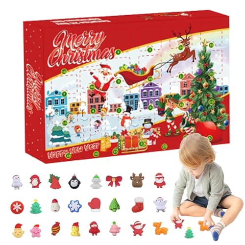 Adventskalender 2023 Squeeze Toys 24 Tage Weihnachten Countdown -Kalender Schneemann Sensorisches Spielzeug Set für Jungen Mädchen Weihnachtsgeschenke Style1Calendar von PSFDEWT