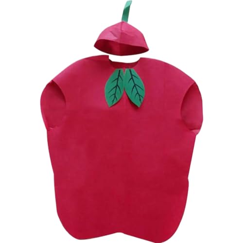 Obstkostüm 32 x 26 kreatives Essen Kostüm mit Kopfbedeckungen süße Kinder Kleid Kostüme Spaß rotes Früchte Rahmen -Outfit -Kostüm für Kinder Rollenspiele, Performance, Urlaub, Partykleid Fruchtkostüm von PSFDEWT