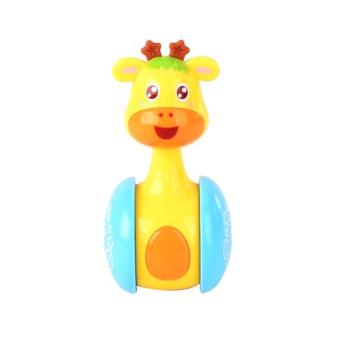 PSFDEWT Cartoon Giraffe Tumbler Doll -Poly Babyspielzeug süße Rasseln Ring Bell Neugeborene 3-12 Monate früher Bildungsspielzeug, Cartoon Becher von PSFDEWT