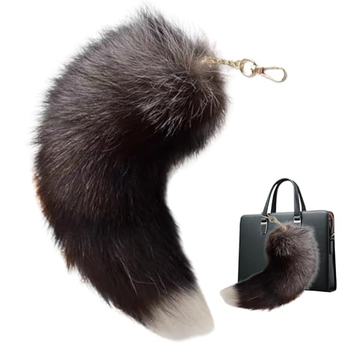 PSFDEWT Faux Therian Tail, 15-15,8 Zoll Fuchs Schwanzschlüsselkette, modische Flauschige pelzige Schwanz, wunderschönes Kunstspielzeug für Handtaschen-Rucksackstil 2Keychain von PSFDEWT