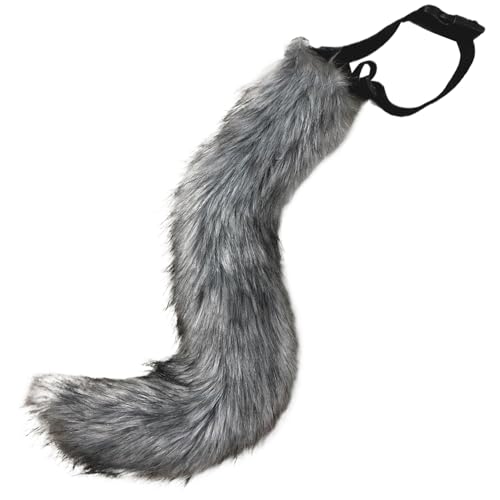 PSFDEWT Fuchsschwanz künstlich 20-Zoll-pelziger Schwanz mit verstellbarem Taillengürtel eingebauter Rahmen dekorativen Therian-Schwanz für Cosplay Fuchs Schwanz von PSFDEWT