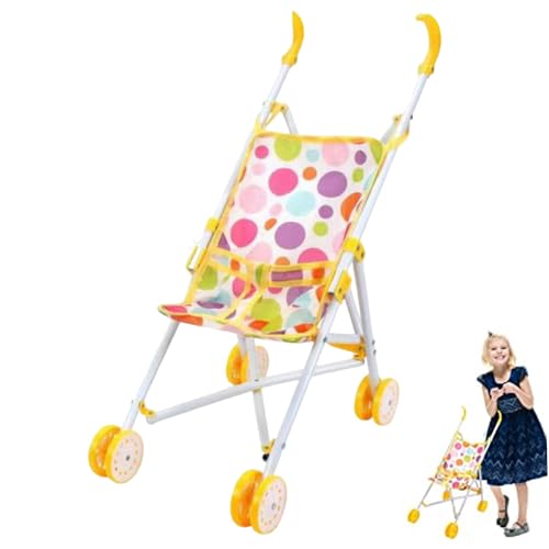 PSFDEWT Puppenwagen für Spielzeug Kinder Babypuppen Kinderwagen Klapper Babywagen mit weichem Griffgriff Accessoires für Mädchen, so tun Spielen Spielzeug 24x47x53 cm von PSFDEWT