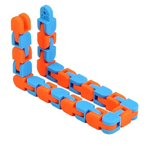 PSFDEWT Wacky Tracks Sensorisches Spielzeug DIY 24 Links Stress Relief Chain Link Zappel Schlangenspielzeug Blau Orangerelief von PSFDEWT