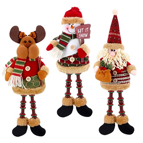 PSFDEWT Weihnachtssitzendekoration 3 PCs PP Baumwolle weich niedlich schöner Kleiner Weihnachtsmann Schneemann Rentier Weihnachten Plüsch für Tischkamin Home Dekoration Plüsch Plüsch von PSFDEWT