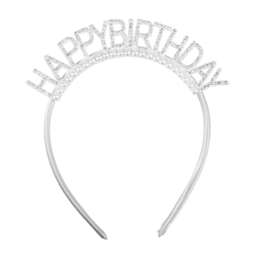 Geburtstagskronen Mädchen Stirnband Geburtstag Schärpe Bling Strass Perlen Haarband Prinzessin Tiara Süßes Happy Birthday Zubehör für Frauen Mädchen Party Weihnachten Festival Dekorationen, Silber von PT Haahoos