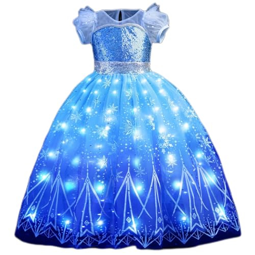 PTAYLTZX Light Up Prinzessin Kleid für Mädchen Eis und Schnee Prinzessin Kleid Halloween Weihnachten Dress Up Kleinkind Kinderkleidung von CIYTI