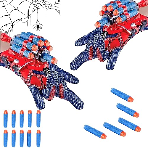 PTBWS Spider Launcher Handschuhe, 2 Sets Launcher-Handschuhe, Held Launcher,Kids Spider Hero Handschuhe,Launcher Spielzeug,Spiderman Handschuhe für Kinder Geschenk für Spiderman Fans (B) von PTBWS