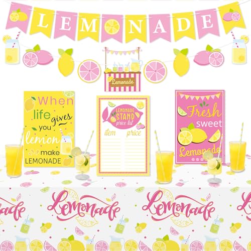 Limonadenstand Dekorationen - Limonade Banner, Limonadenstand Zeichen, Zitrone Stroh für Kinder Sommer Braut Dusche Geburtstag Party Limonadenstand liefert von PTECDROTS