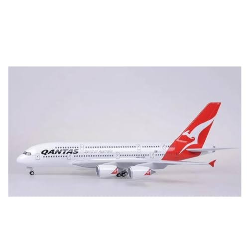 Flugzeug Spielzeug Für QANTAS Flugzeug 380 A380 Airline Modell Licht Und Rad Druckguss Kunststoff Harz Flugzeug Sammlung Zeigen 36.5 cm Maßstab 1/200 (Größe : Without Light) von PTHEN