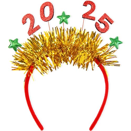 PTILSERY 2025 Neujahr Erwachsene Teens Lametta Stirnband Pailletten Buchstaben Haarreifen Karneval Party Kopfschmuck Weihnachten Party Requisiten von PTILSERY