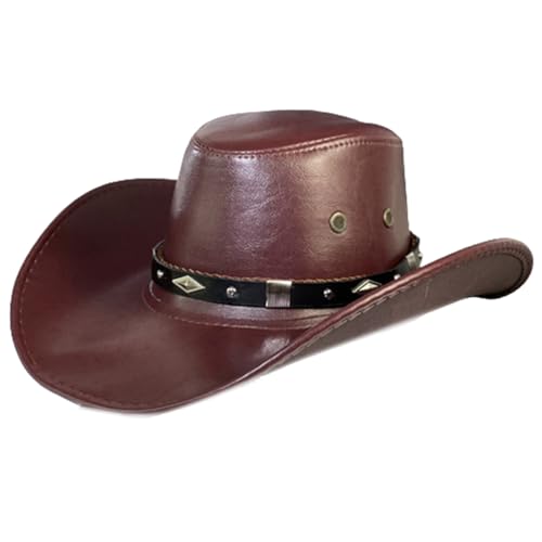 PTILSERY Handgefertigter Cowboyhut mit breiter Krempe, Gentleman, Cowboyhut für Damen und Herren, Verkleidungsparty, Unisex, Cowgirl-Hut für Camping von PTILSERY