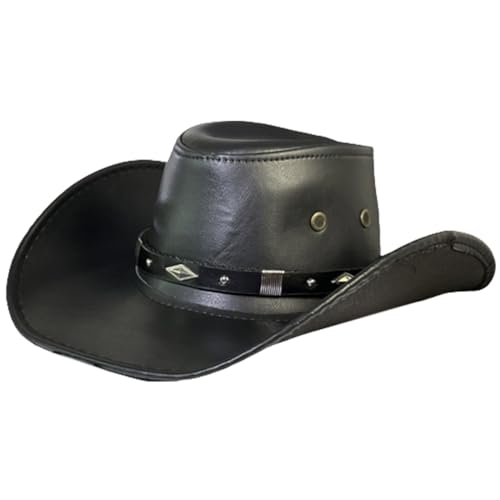 PTILSERY Handgefertigter Cowboyhut mit breiter Krempe, Gentleman, Cowboyhut für Damen und Herren, Verkleidungsparty, Unisex, Cowgirl-Hut für Camping von PTILSERY