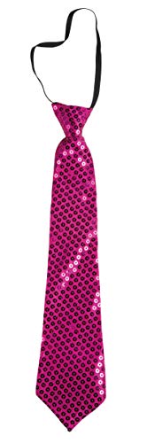 P'tit Clown - 60243 - Pailletten-Krawatte mit glänzendem Gummiband - Glitter Tie - Kostümzubehör - Perfekt für Karneval, Kostümpartys, Themenpartys, Silvester - Erwachsene - Rosa von p'tit clown