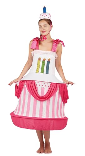 P'TIT CLOWN - 86899 - Kostüm Geburtstagstorte Erwachsene - Overall, Hut - Perfekt für Karneval, Halloween, Cosplay, Kostümpartys - Polyester - Einheitsgröße - Mehrfarbig von p'tit clown