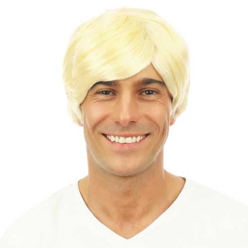 P'TIT CLOWN - 81119 - Kurze Perücke mit Scheitel - Short Cut Wig - Nick-, Surfer-, Boys Band-Look - Perfekt für Karneval, Mottopartys, Kostümpartys, Halloween, Manga, Cosplay - Erwachsene - Blond von p'tit clown