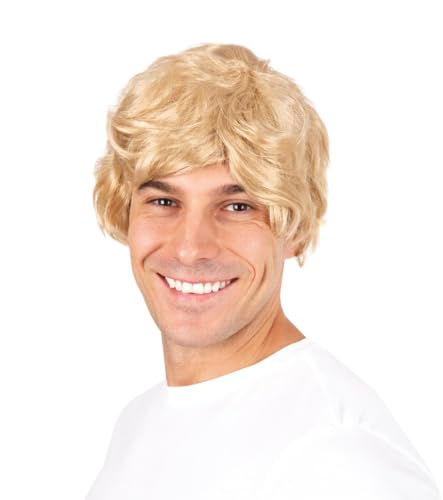 P'TIT CLOWN - 81119 - Kurze Perücke mit Scheitel - Short Cut Wig - Nick-, Surfer-, Boys Band-Look - Perfekt für Karneval, Mottopartys, Kostümpartys, Halloween, Manga, Cosplay - Erwachsene - Blond von p'tit clown