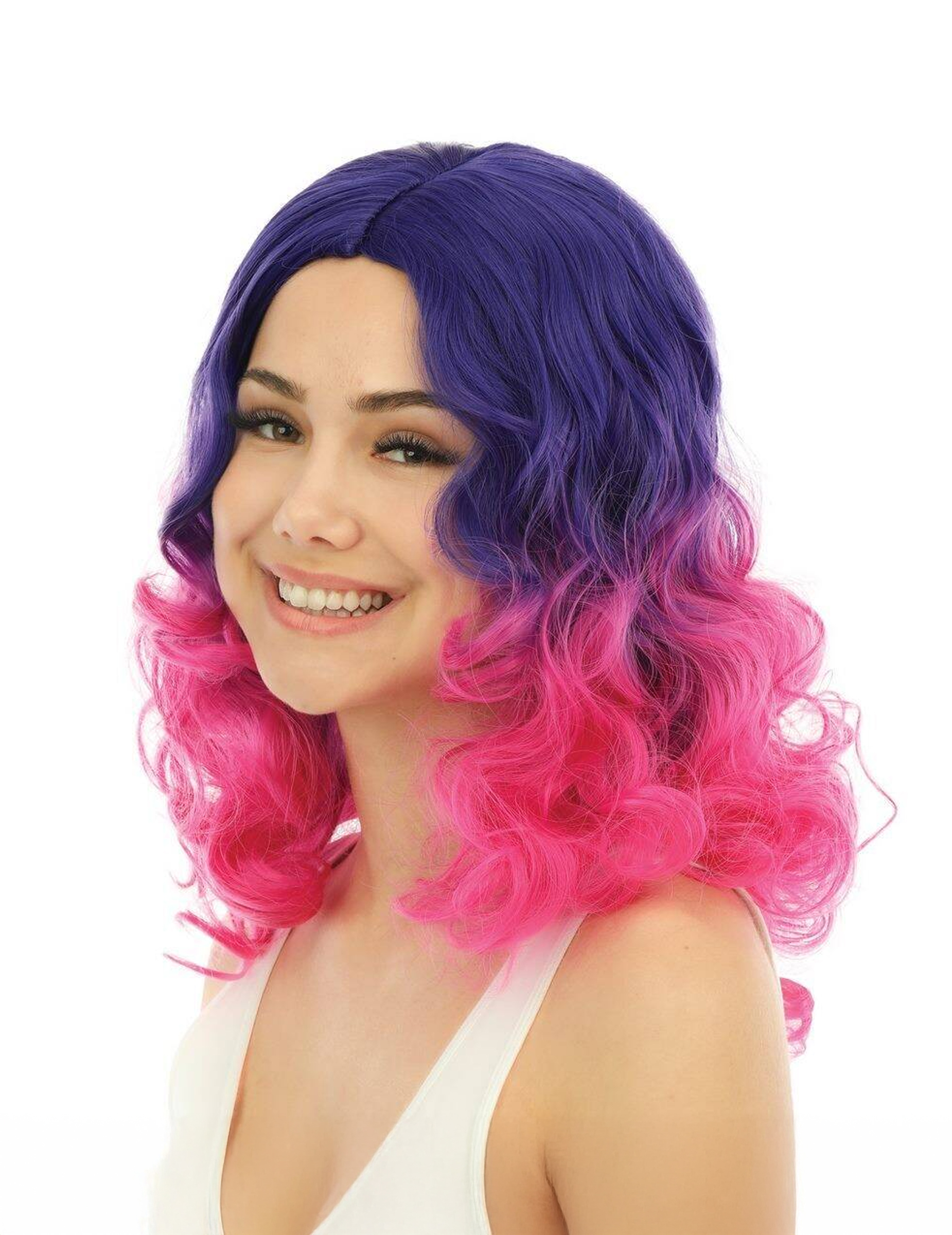 Pinke Perücke für Damen im Tie and Dye Look Pinke Perücke für Damen im Tie and Dye Look von PTIT CLOWN