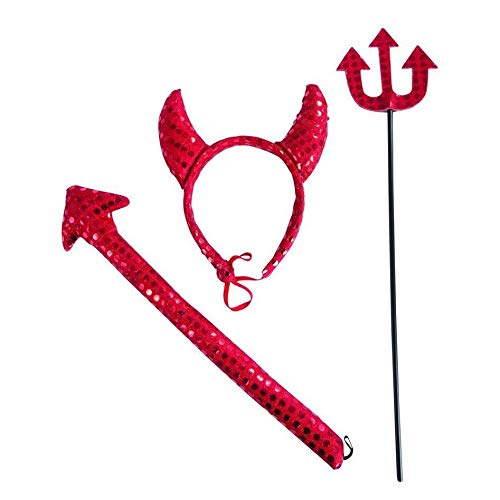 PtitClown - Kit de diable Rouge Adulte : serre-tête. queue et trident PtitClown - Rouge von PTIT CLOWN