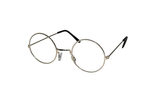 P'TIT CLOWN Gefälschte Brille, Gläser ohne Stärke, für Erwachsene, Unisex, für Verkleidungen, Weihnachtsmann, Detektiv, Schule, Karneval, Halloween, Cosplay, Kostümpartys (Gold) von p'tit clown