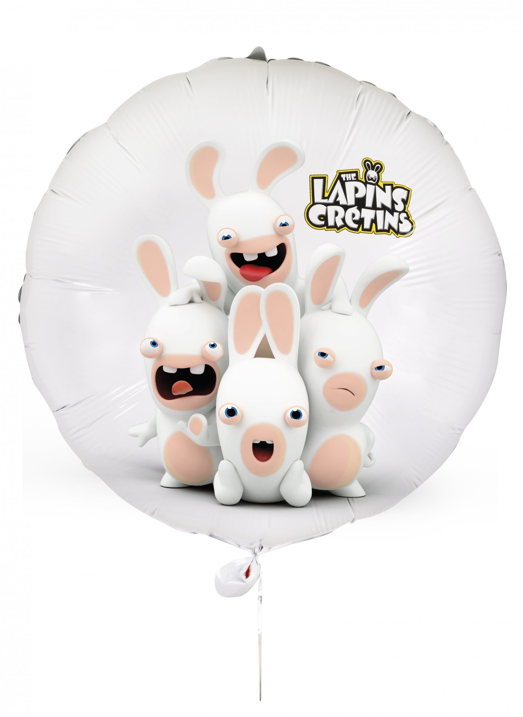 Raving Rabbids-Luftballon Partydeko weiss-rosa 40 cm von PTIT CLOWN