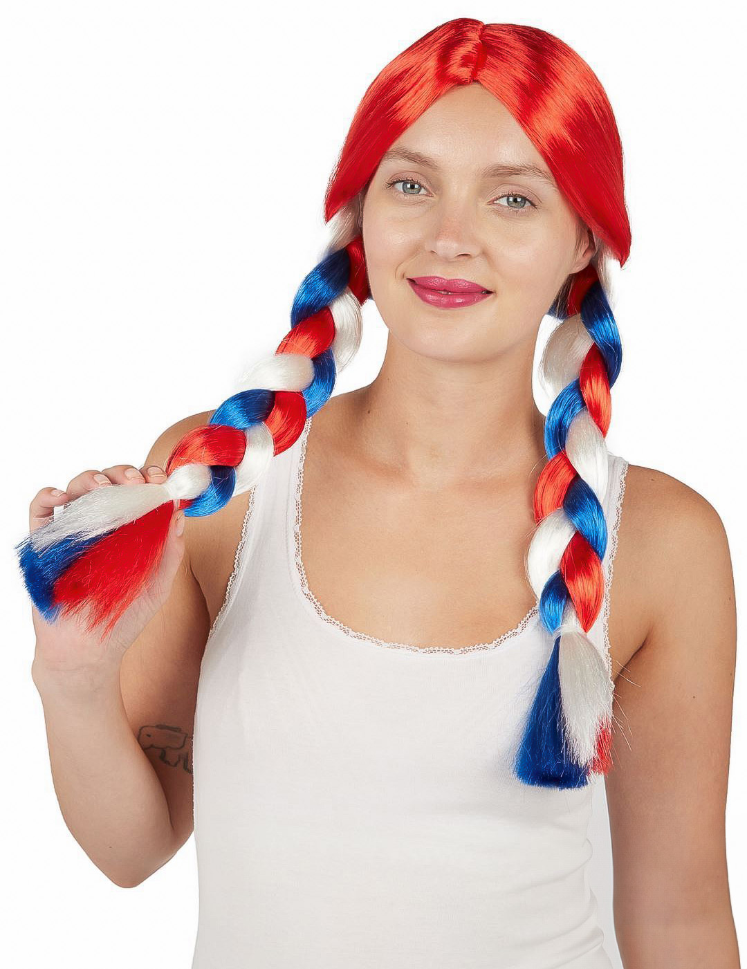 geflochtene Perücke in blau, weiß + rot geflochtene Perücke in blau, weiß + rot von PTIT CLOWN