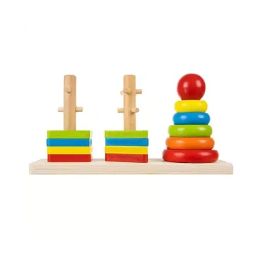 PTIT'GÉNIE - Sortierer für geometrische Formen aus Holz für Kinder – Montessori-Stapelspielzeug mit 3 Formen – Übung für kleine Hände, langlebig, Holz – 22,5 x 7 x 11,5 cm von PTIT'GÉNIE