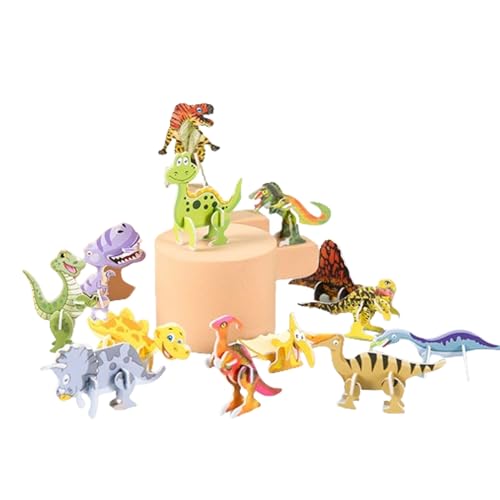 Educational 3D Cartoon Puzzle, 3D Puzzles Cubic Decor Paper Model Craft, Animals/Dinosaurs/Aircraft/Insects 3D Jigsaw Puzzle DIY Crafts, 3D Paper Puzzles Paper Craft DIY Puzz Kits (Dinosaur,25Pcs) von PUCHEN
