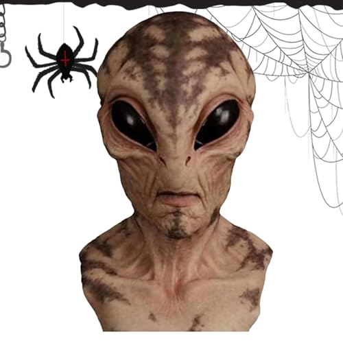 PUCHEN Lustige Alien-Maske, realistische Alien-Maske - Gruselige Gruselmaske - Cosplay Gruselige Horror-Maske, Halloween-Schädel-Skelett-Maske, realistische Vollkopf-Maske für Kostümparty von PUCHEN