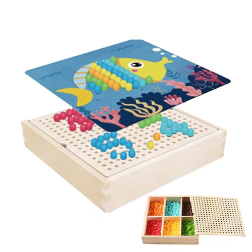 Pilznägel Spielzeug, Nägel DIY Peg Puzzle Spielzeug | Mit Massivholz Aufbewahrungsbox Holz Pilz Nägel Stecktafel 3 Jahre alt von PUCHEN