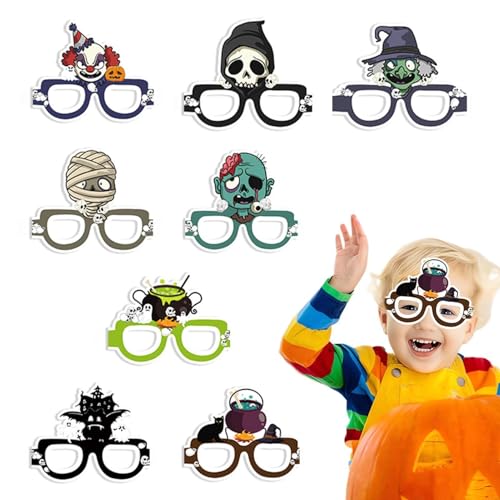 PUCHEN Partygeschenke Gläser für Halloween,Halloween-Papierbrillen- | 8X Papierbrillen mit originellen Partygeschenken - Foto-Requisiten, Papierbrillen für Feiern, Zuhause, Schule, Bar, Arbeitsplatz von PUCHEN