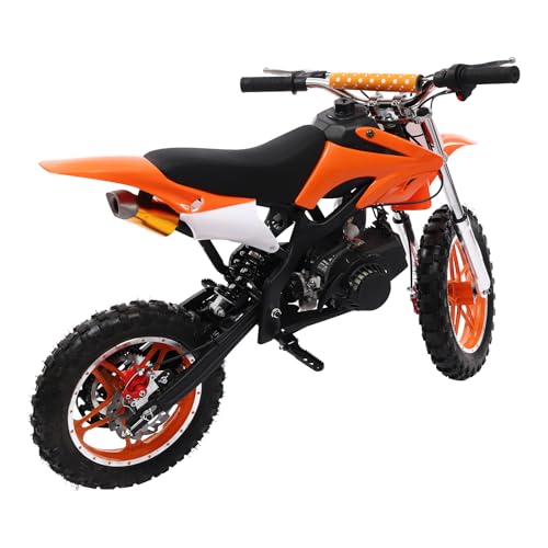 10 Zoll Kinder Dirt Bike, 49CC Mini Motorrad für Kinder, Pocket Bike Rennbike Pitbike für von 6–16 Jahren (Orange) von PUCMER