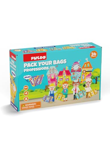 PUEDO Educational Toys passende Berufe Spiel für Kinder, sichere Eva-Material, sammeln Sie Ihre Tasche Berufe Spiel, 4 Beruf Taschen, 32 Werkzeuge Bpa- frei +3 Jahre von PUEDO