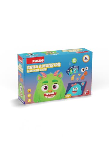 PUEDO Lernspielzeug Niedliche Monster Bauen Set mit magnetischen Tablette, Kreativität, Motorik, Phantasie Sichere Eva-Materialien 10 Karten 42 Stück für Kinder Bpa-Free +3 Jahre von PUEDO