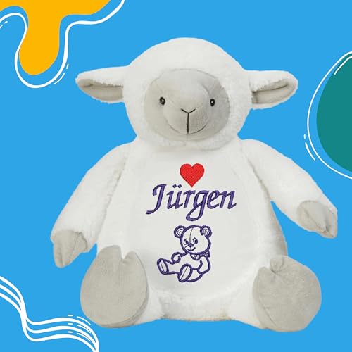 PULSAR stickerei Stofftier mit Namen personalisiert - bestickte Kuscheltier Geburtsdaten (Herz Name Teddy) von PULSAR stickerei