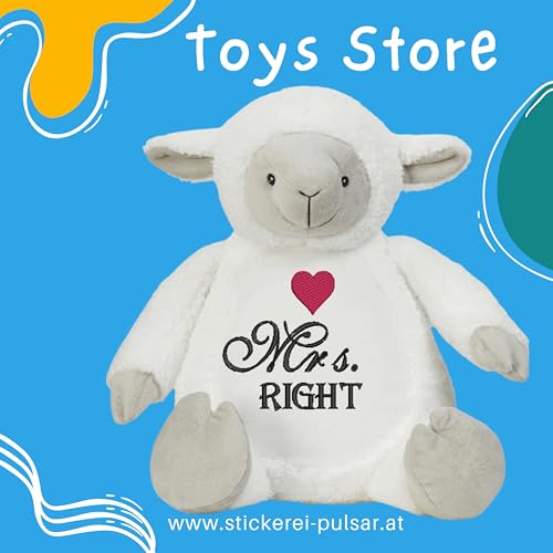 PULSAR stickerei Stofftier mit Namen personalisiert - bestickte Kuscheltier Geburtsdaten (MRS Baby) von PULSAR stickerei