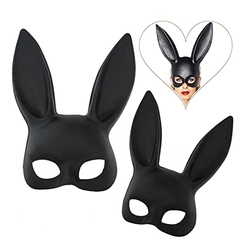 Marukio Hasenohren-Maske, Halbes Gesicht, Umweltschutz, PVC-Maskerade-Maske für Partys, Kostüme (Matt-schwarz) von PUNELE