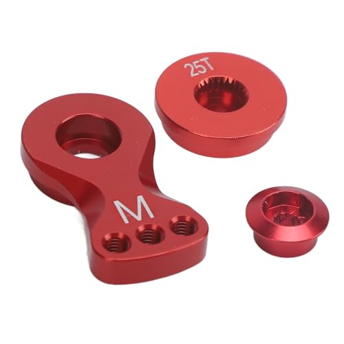 PUNELE 25T Servo Saver, Servo Saver Anpassen, Universal-Servoarm aus Aluminiumlegierung, Ersatz für 1/10 RC-Cars M 29,5 Mm Länge (Rot) von PUNELE