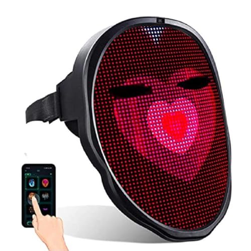 PUNELE LED Maske, Halloween Leuchtende Maske LED Gesichtsmaske Programmierbar 46x58 mit APP Steuerung Gestenerkennung 40 Animationen 30 Bilder für Kostüm Cosplay Party PUNELE LED Maske, Halloween Leuchtende Maske LED Gesichtsmaske Programmierbar 46x58 mit APP Steuerung Gestenerkennung 40 Animationen 30 Bilder für Kostüm Cosplay Party von PUNELE