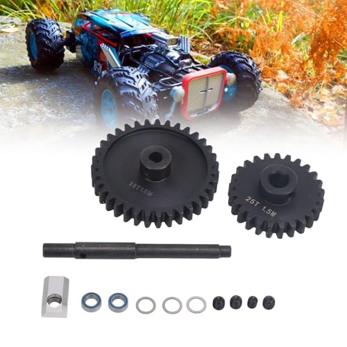 PUNELE RC Car Gear Set, RC Car Transmission Gear, 1,5M 25T Plus 35T RC Stirnradritzelsatz aus Gehärtetem Stahl für XRT 1/5 von PUNELE