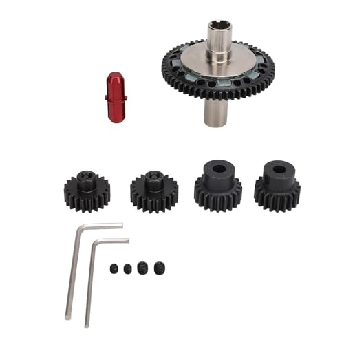 PUNELE Slipper Gear, 57T 0,8mod Slipper Gear Set aus Gehärtetem Stahl 20T 21T RC Motor Gear mit Abtriebswelle für 1/10 1/8 4S RC Cars (Rot) von PUNELE