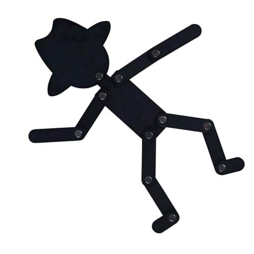 Pädagogisches Hölzernes Stickman Spielen mit Beweglichen Gliedmaßen und 10 Puzzle -Karten, Spaß und Lernspiel für (Stickman mit Hut) von PUNELE