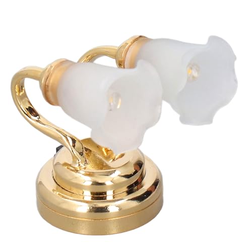 PuppenhausMiniaturlampe, Puppenhaus-Tischlampe, Puppenhaus-Miniaturen, Tulpenform, Mini-LED-Leuchten mit Knopfbatterie, Wandleuchte, Puppenhaus-Beleuchtung für von PUNELE