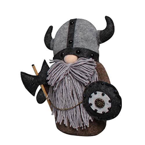 Viking Gladiator Gnom Puppe, Gesichtslose Gnom Plüsch Puppe, Ritter Zwerg Viking Gladiator Figur Tisch Ornamente Dekoration, 26 * 21 * 10 cm (Grau) von PUNELE