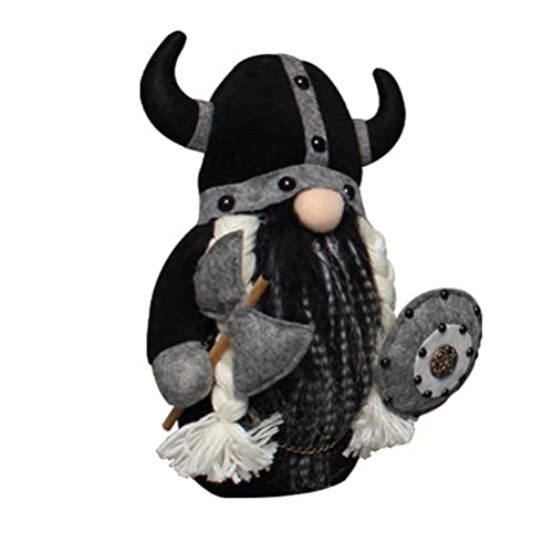 Viking Gladiator Gnom Puppe, Gesichtslose Gnom Plüsch Puppe, Ritter Zwerg Viking Gladiator Figur Tisch Ornamente Dekoration, 26 * 21 * 10 cm (Schwarz) von PUNELE